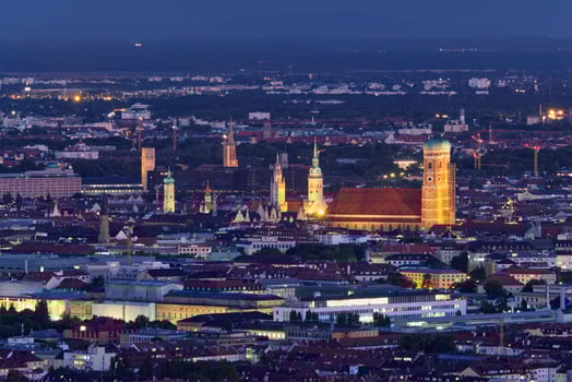 Night aerial view of Munich, Germany photo