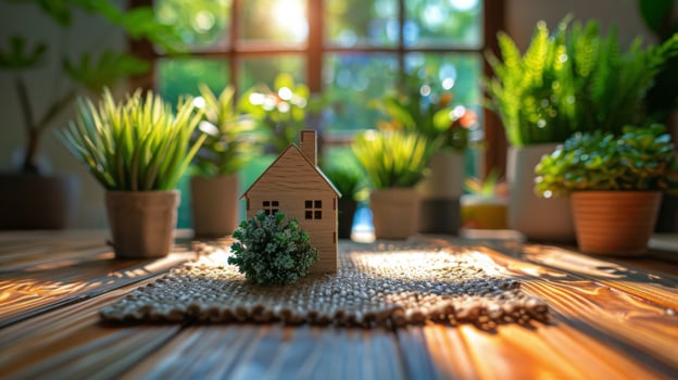 AI generated Toy House on Wooden Table photo