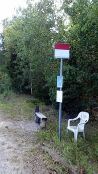 a bus stop in the countryside in Scandinavia photo