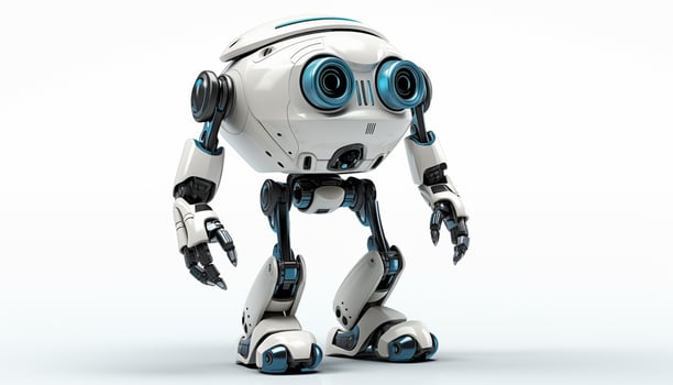 AI Generated Futuristic robot on a white background photo