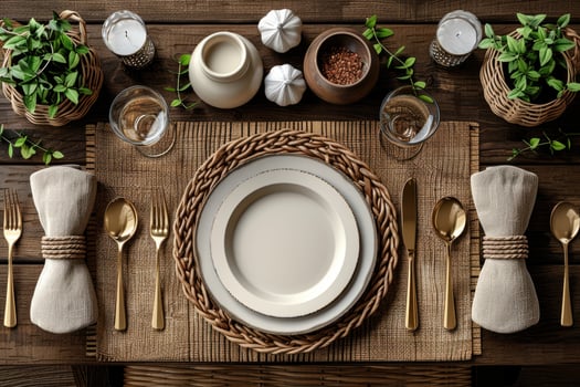 AI generated table setting with cutlery for deverse a delicious dish advertising food photography photo