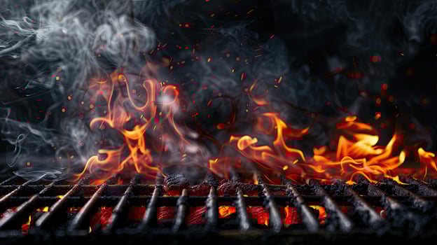 AI generated Flaming grill background photo