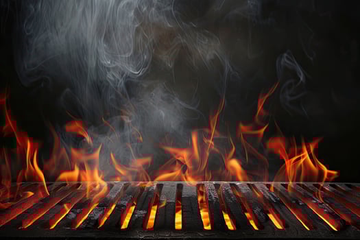 AI generated Flaming grill background photo