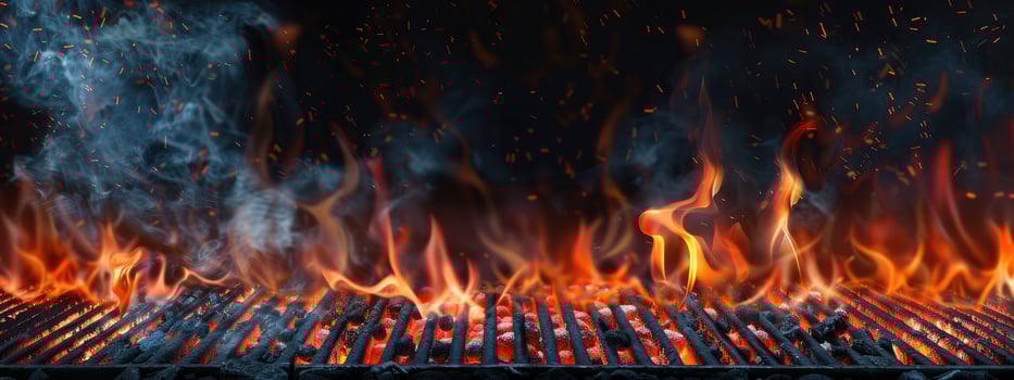 AI generated Flaming grill background photo