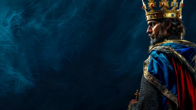 AI Generated Majestic medieval king in regal attire photo