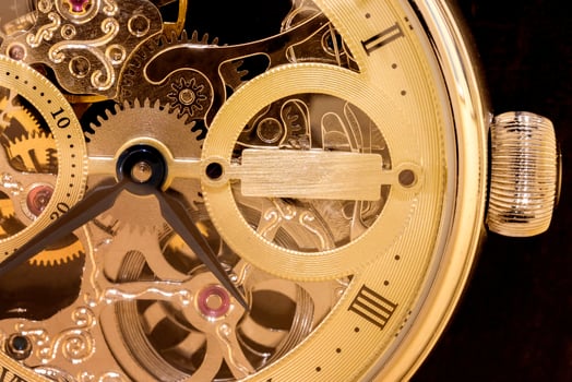 Macro shot of clockwork gears inside the watch photo