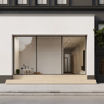 Minimalist store facade sign for design mockup photo
