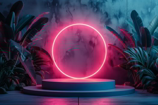 AI generated A minimalist podium with neon-inspired elements photo