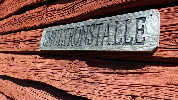 a sign in Scandinavia indicating a place of the Wild Strawberries photo