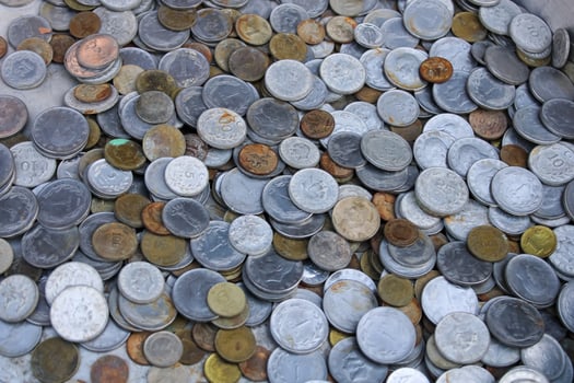 Pile of copper antique coins photo