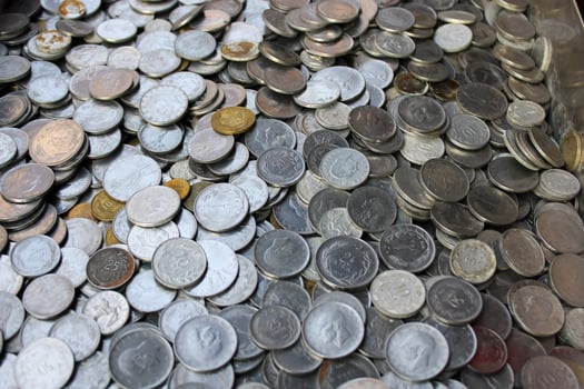Pile of copper antique coins photo