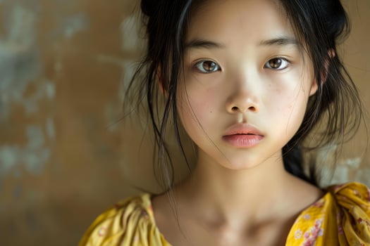 AI generated Youthful Asian girl portrait. Generate Ai photo
