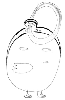hand drawn sketch of egg or chick shape keychain photo