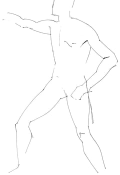 training sketch of hitting male nude model, photo