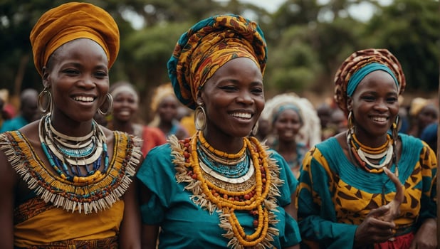 AI generated Group of african women in traditional clothes photo