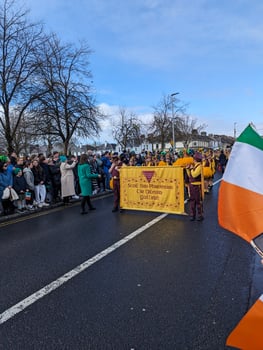 Galway, Ireland  03.17.2024 Saint Patrick's Day parade passing trough Galway city in Ireland photo