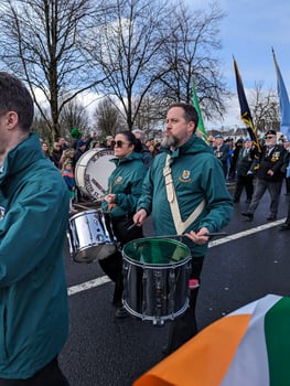 Galway, Ireland  03.17.2024 Saint Patrick's Day parade passing trough Galway city in Ireland photo