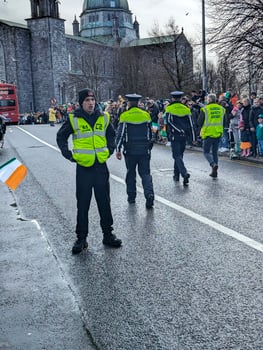 Galway, Ireland  03.17.2024 Saint Patrick's Day parade passing trough Galway city in Ireland photo