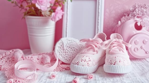 Adorable Pink Shoes and Accessories Designed for the Fashionable Baby Girl photo
