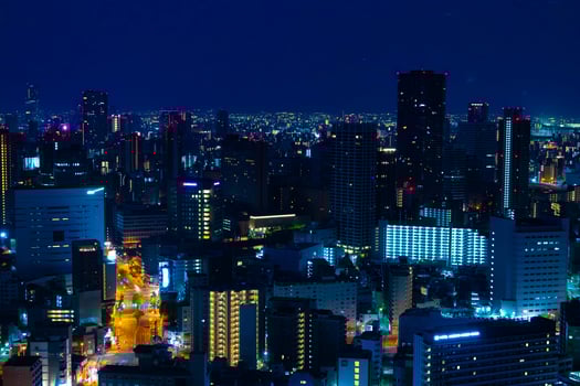 A night panoramic cityscape in Osaka photo