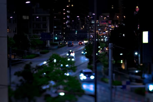 A night miniature traffic jam at Yamate avenue in Tokyo photo