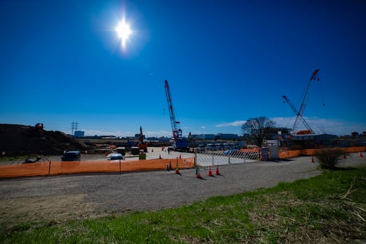 Cranes at the under construction wide shot photo