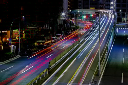 A night traffic jam at Yamate avenue in Tokyo photo