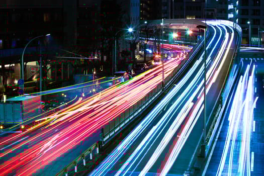 A night traffic jam at Yamate avenue in Tokyo photo