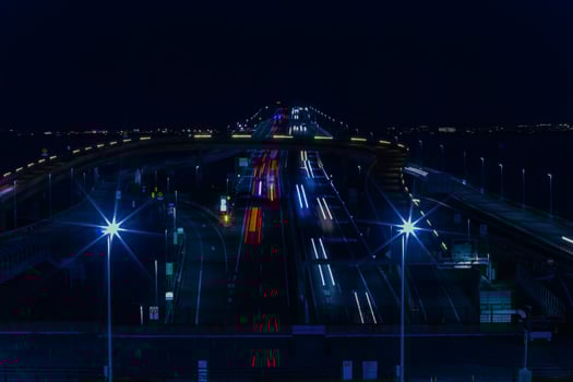 A night traffic jam on the highway at Tokyo bay area in Chiba photo