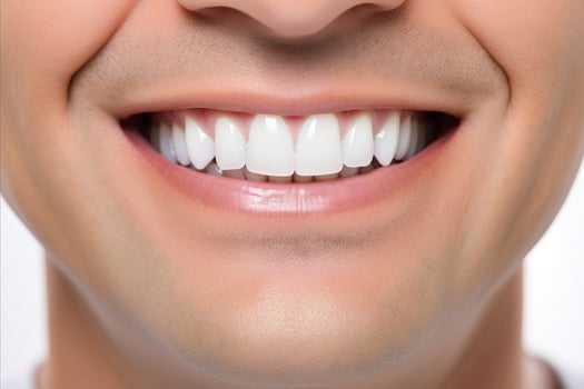 AI generated Man with stunning smile and snow-white teeth - dental whitening concept. Dentistry and dental health photo