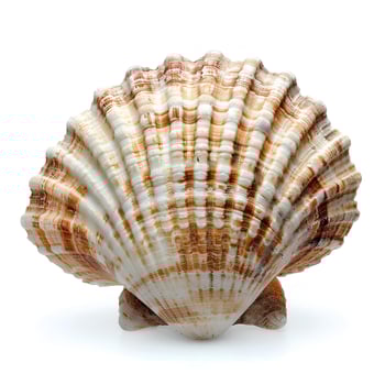 AI generated Seashell isolated on white background with shadow. Sea shell isolated. Salt water shell on white background photo