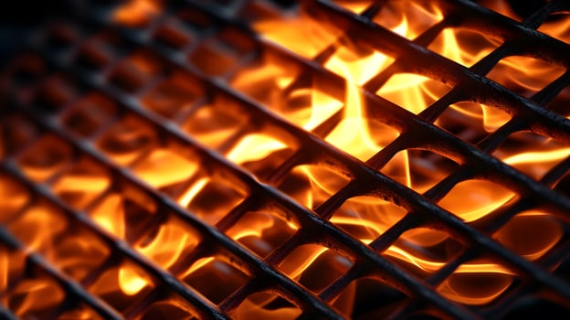 AI generated close up of flames on a grill photo