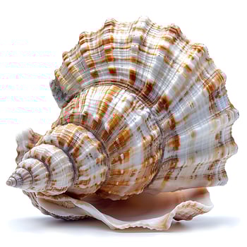 AI generated Seashell isolated on white background with shadow. Sea shell isolated. Salt water shell on white background photo