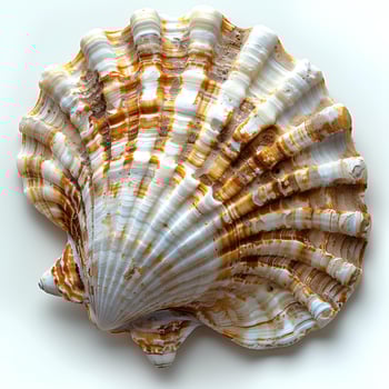 AI generated Seashell isolated on white background with shadow. Sea shell isolated. Salt water shell on white background photo