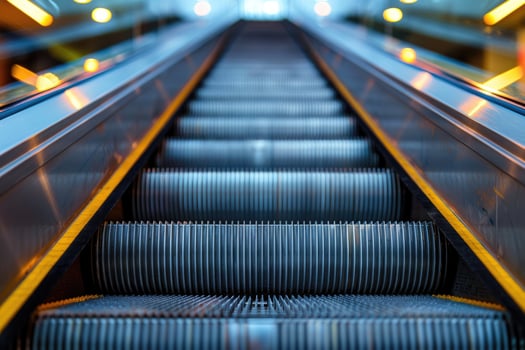AI generated elevator escalator is moving staircase used as transportation between floors or levels building professional photography photo