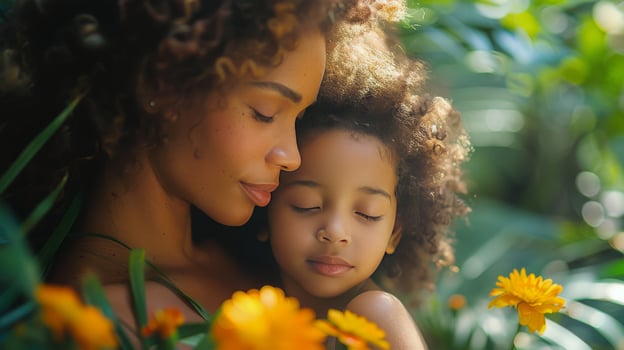AI generated Woman and Little Girl Lock Eyes photo
