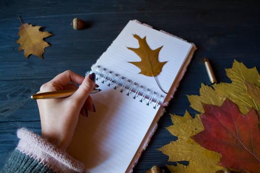 Hand writing in notebook. photo