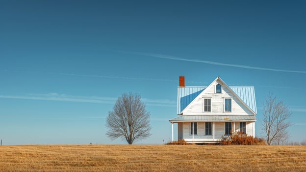 AI generated Small White House on Top of Hill photo