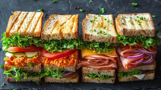 AI generated Half Sandwich on Cutting Board photo