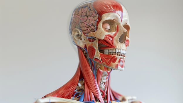 AI generated Anatomical Diagram, detailed anatomical illustration of the human body, highlighting the major organ systems, bones, muscles, and other internal structures, generative AI photo