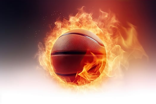 AI generated Igniting Passion and Power Basketball Ball on Fire. created with Generative AI photo