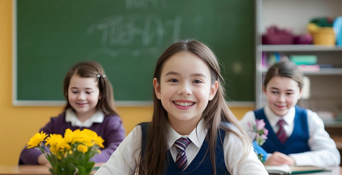 AI generated Children and educator commemorating Teacher Appreciation Day. Ai generated photo