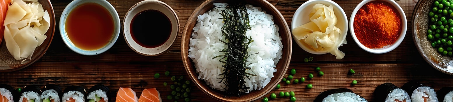 AI generated Some raw ingredients to make sushi photo