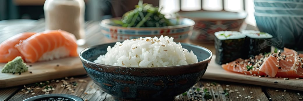 AI generated Some raw ingredients to make sushi photo