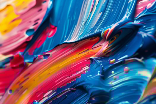 AI generated Close-up of a paintbrush showcasing various vibrant colors and textures, blending together in an abstract and artistic display. photo