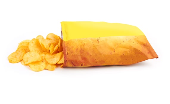 potato chips on white photo