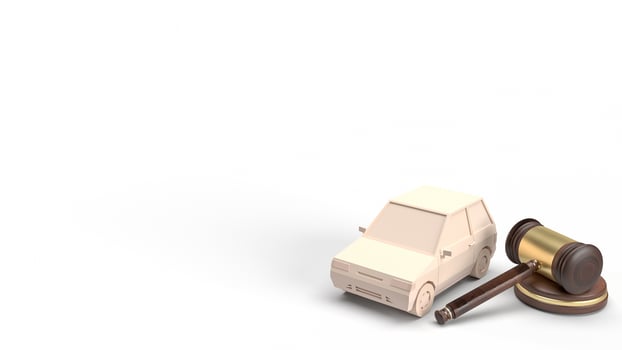 The  car and wood hammer for Auction cars concept 3d rendering. photo