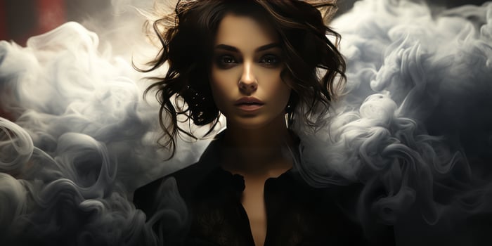 AI generated portrait of a girl in smoke Generative AI photo