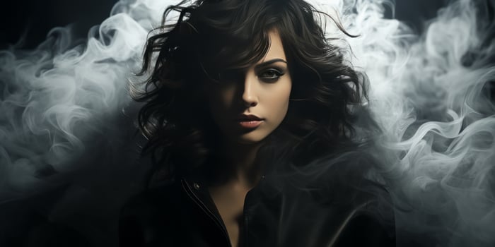 AI generated portrait of a girl in smoke Generative AI photo