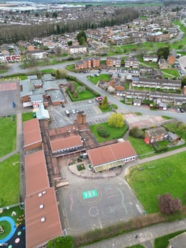 Aerial View of Residential Estate at North Luton City of England UK. March 19th, 2024 photo